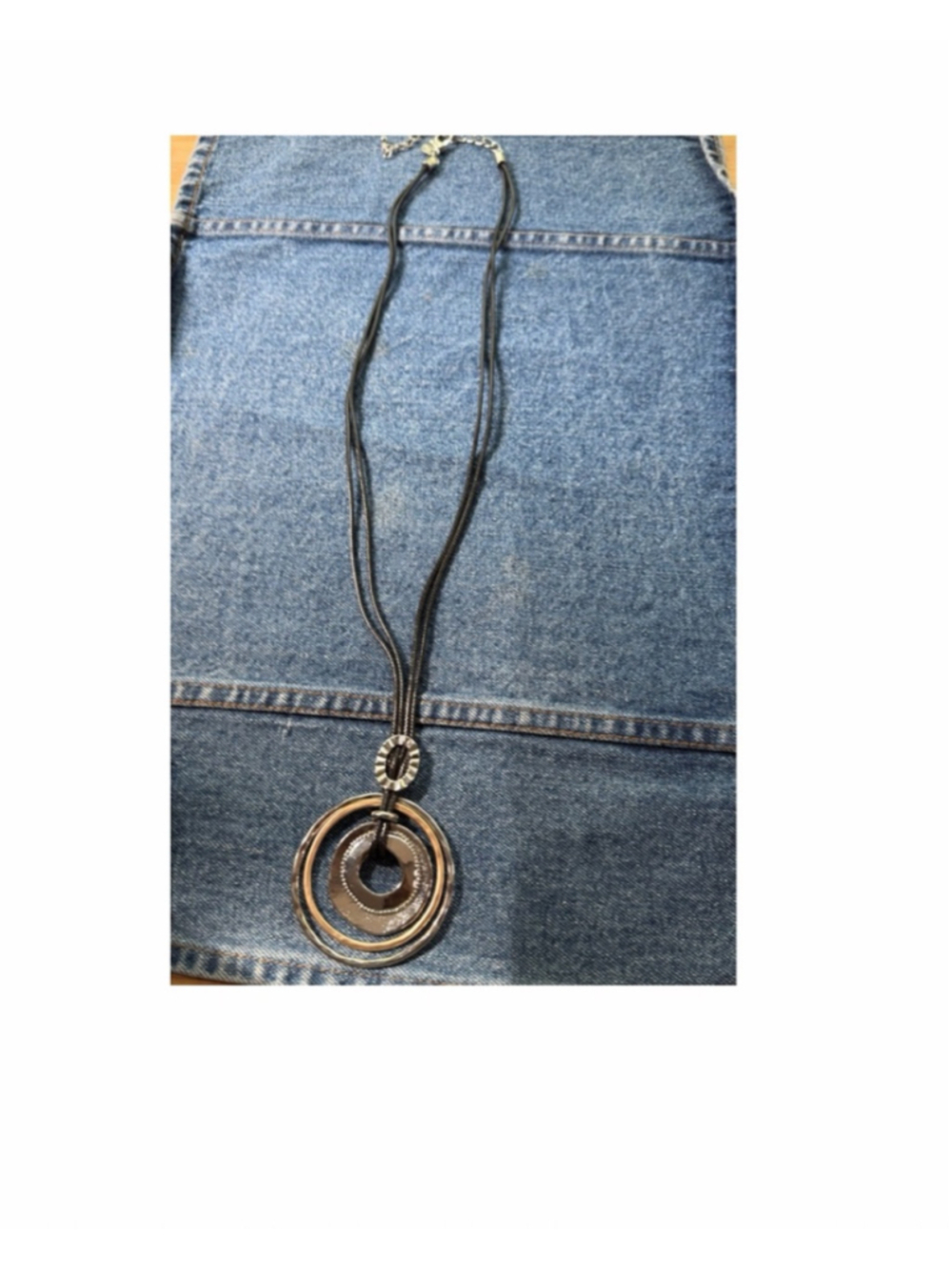Chico's Black Silver Gold Tone Statement Necklace One Size (VGUC)